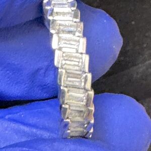 Authentic Pandora Silver Ring Reflective Stone Band Sterling Size 50